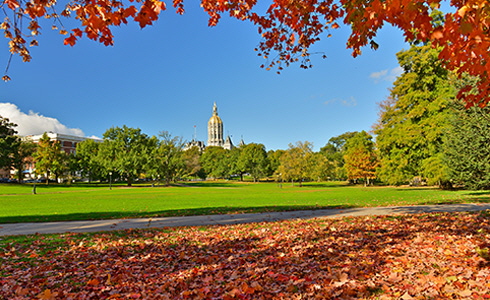 Bushnell Park and Connecticut State Capitol